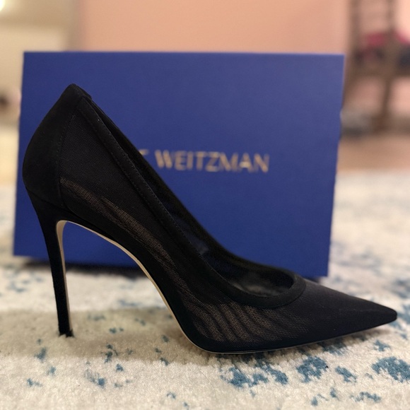Stuart Weitzman Stuart 100 Pump NWT Sz 9.5 Black Mesh - Picture 2 of 8